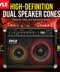 Portable 40 Watt Electric Guitar Amplifier With Dual Inputs And 6 Inch And 8 Inch High Definition Speaker Cones Overdrive Digital Delay