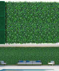 48 By 120 Inch Grass Wall Panels Set Realistic Artificial Grass Backdrop With Flower Vines Lush Faux Boxwood Roll For Indoor Outdoor Green Wall Decor Patio Garden Backyard