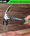 16 Oz Claw Hammer With Magnetic Nail Holder For Easy Start Straight Rip Claw Heavy Duty One Piece Forged Construction Ergonomic Non Slip Handle in use