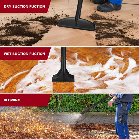 Stainless Steel 4 Gallon Wet Dry Shop Vacuum With Lightweight Portable Design Beast Power 4 HP Motor For Serious Suction Quiet Operation 3 In 1 Function With Attachments For Dry Wet Blowing And Cleanup used for dry debris, wet cleaning, and blowing leaves outdoors
