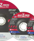 Z Tech High Performance Cut Off Wheels For Angle Grinder Type 27 Type 42 Depressed Center 6 In X.045 In X 7/8 In Long Life Burr Free Cuts On Ferrous Metal Stainless Steel And High Tensile Alloys 50 Pack showing three wheels