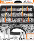 All In One 1200 Pc Stainless Steel Wood And Sheet Metal Screws Set M3 M4 M5 M6 Phillips Drive Flat And Pan Head Self Tapping Marine Grade 304 From One Quarter Inch To Two Inches Length shown in organized box