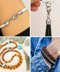 Silver Tone Leather Cord End Caps 4mm To 12mm used in bracelet, tassel keychain, bead necklace, and braided bracelets.