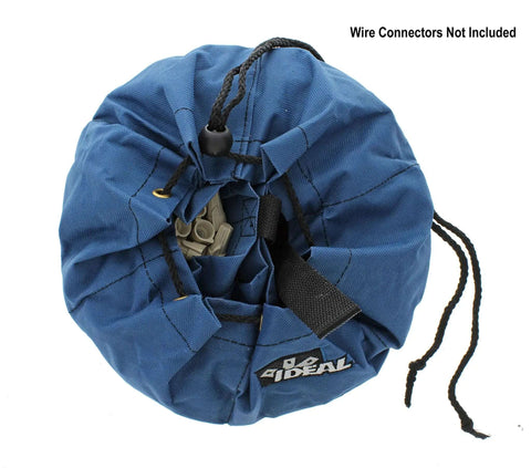 Portable Small Parts And Tools Bag With Loop Handles, 5-Inch Divider Pockets, Drawstring Opening, Durable blue carry case, top view