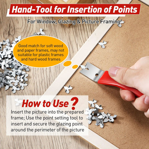 Pro Grade Glazier Point Driver Kit Ships With One Hundred Sturdy Push Pins For Lightning Fast Picture Framing And Zero Drama Glass Mounting Industrial Strength Steel Ensures You Nail Every Project