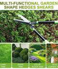 Heavy Duty Telescoping Hedge Shears 23 To 30 Inches With 20 Degree Angled Head Rust Proof Carbon Steel Blades Ergonomic Grip