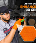 Mechanic wearing Astro Grip Nitrile Disposable Gloves Powder Free Orange 2XL 1000 Count With Superior Grip