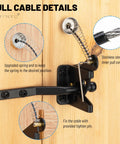 Top Shelf Spring Loaded Gate Latch Cable Pull Kit details showing upgraded spring end and stainless steel inner pull cord.