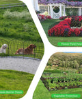 24 Pack Dope Decorative Garden Fence Barrier For Dogs And Rabbits, No Dig Arched Metal Border, shown protecting flower and vegetable gardens.