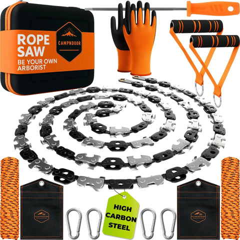 53 Inch Limb Rope Saw For Quick Clean Cuts No Ladder Needed 360 Rope Chain Saw Sharp Manual Tree Cutter with accessories