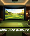 Indoor setup of Extra Large 6 By 4 Foot Golf Practice Mat With Thick Base For Indoor And Outdoor Use Premium Tri Turf Hitting Mat.