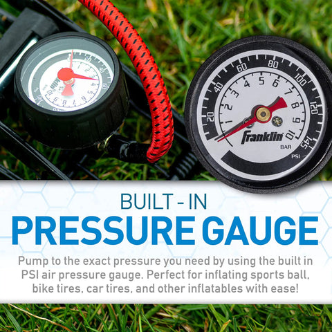 Built Tough Foot Pump For Quick Inflation Of Sports Balls And Bike Tires And Car Tires Up To 100 PSI Heavy Duty Iron Construction Foot Operated Design Multi Use Inflator For Home Garage Or On The Go, built-in pressure gauge