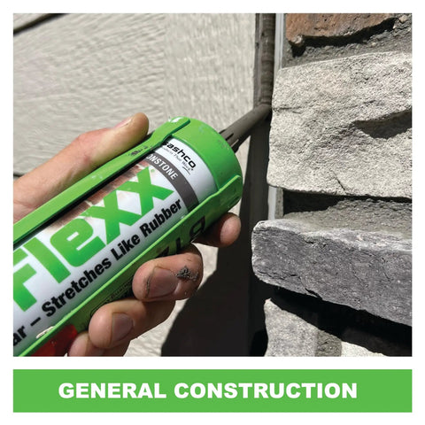 Using Heavy-Duty B-Line 26 to 1 Manual Caulking Gun for 10 oz Cartridges on stone wall joint in general construction