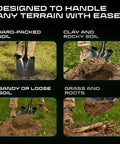 Carbon Fiber Garden Shovel With Round Blade And D Grip For Gardening, Landscaping And Construction, Ultra Lightweight Four Pound Spade Shovel At 43 Inch Length For Heavy Duty Digging And Yard Work, A Real Workhorse; designed for various soil types