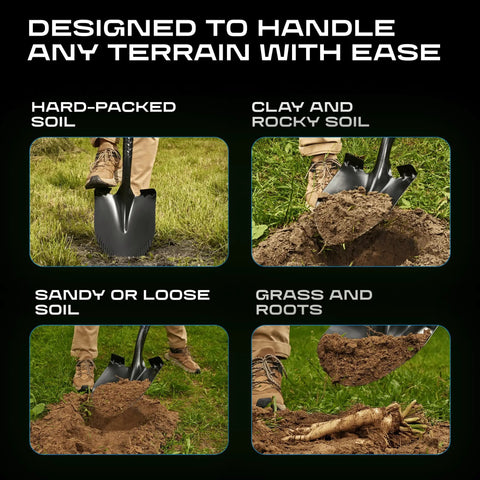 Carbon Fiber Garden Shovel With Round Blade And D Grip For Gardening, Landscaping And Construction, Ultra Lightweight Four Pound Spade Shovel At 43 Inch Length For Heavy Duty Digging And Yard Work, A Real Workhorse; designed for various soil types