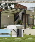 Retractable Pergola Canopy For Outdoor Patio 11 By 11 Feet Arched Sun Shade Shelter With Steel Frame And UV Protected Beige Cover