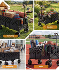 Extra Long Folding Wagon Cart with 49 Inch Unfolded Length 440 Lbs Capacity Built For Beasts All Terrain Wheels in use.