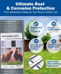 Heavy Duty 19 Gauge Hardware Cloth Half Inch Square Mesh 16 Inch Wide By 50 Feet Long Welded Wire Fence Roll with protective coating.