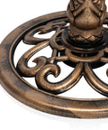 Close-up of 3 Tier Pedestal Outdoor Fountain With Birdbath Bronze Finish 35 Inch Tall Vintage Style Water Cascade ornate base design detail