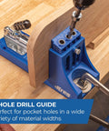 K4 Pocket Hole Jig For Pros And DIYers With Adjustable Easy To Use Drill Guides in use on woodworking project