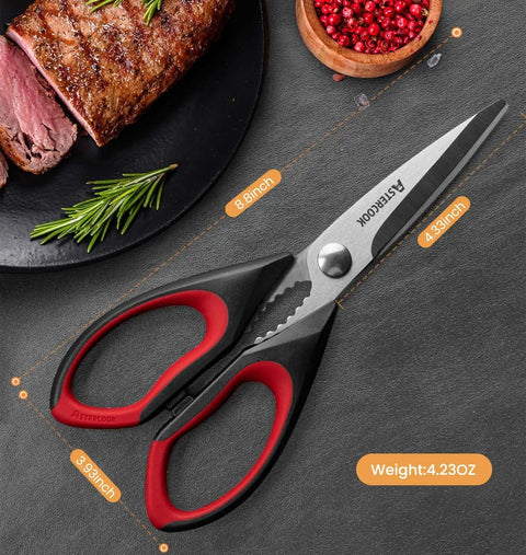 Heavy Duty Kitchen Scissors 8.8 inch Stainless Steel Shears for Cutting Food, Poultry, Meat, Vegetables, and Herbs, Dishwasher Safe
