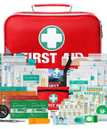 General Medi 2-in-1 first aid kit in a red bag with white cross and assorted medical supplies (215+43 pieces)
