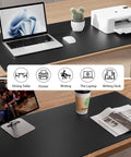 Non Slip Waterproof PU Leather Desk Pad Protector For Mouse And Laptop 23.6 By 13.7 Inches For Office And Home Use in black