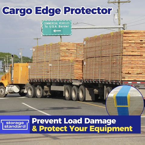 24 Pack Edge Corner Protectors With Carrying Case For Flatbed Cargo And Truck Shipping stacked on a truck with text overlay