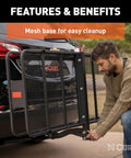 Man installing Heavy Duty Cargo Basket Carrier For 2 Inch Receiver Fits Truck And SUV Hitch 60 X 23.5 X 5.5 Inches 500 Lb Capacity