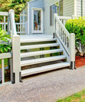 8Pcs Adjustable Post Anchor Brackets Kit Heavy Duty Wood Fence Base Brackets Fits 1.5x1.5 2x2 2x4 4x4 Posts Durable Anchor Base For Deck Porch Railings Mailbox installed on porch steps