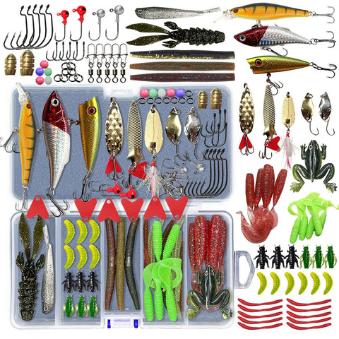 Ultimate Fishing Lures Kit With Crankbaits Topwater Spinnerbaits Worms Jigs Hooks Tackle Box And More Gear For Bass And Trout One Stop Tackle Set For