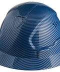 All Day Comfort Full Brim Construction Hard Hat OSHA Approved Vented Safety Helmet With 6 Point Ratchet Chin Strap in blue carbon fiber