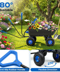 900 Pound Capacity Garden Dump Cart With 10 Inch Non Slip Pneumatic Tires Built Tough Heavy Duty 4 Wheel Wheelbarrow Cart Quick Release System Steel Frame Wagon For Yard Farm Garden Hauling loaded with flowers