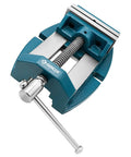 4 Inch Precision Drill Press Vise Built Like a Workhorse With Graded Cast Iron Build 4 Inch Jaw Opening V Grooves Slotted Base For Drilling Round And Flat Stock Stable And Accurate Pro Grade Hold, blue cast iron vise with handle