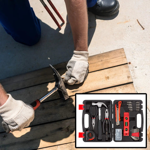102 Piece Heat Treated Tool Kit With Carrying Case Including Essential Steel Hand Tools And Basic Repair Set for construction