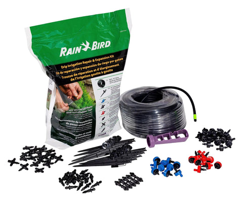 Drip Irrigation Repair And Expansion Kit With 102 Universal Parts, 100 Feet Self Dispensing One Quarter Inch Tubing, Emitter, Connector And Plug Assortment, Portable Kit For Quick Fixes And Upgrades To Your Drip System