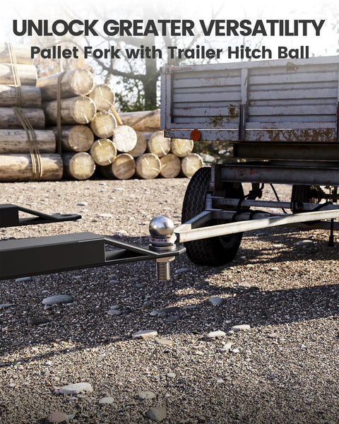 46 Inch Quick Attach Pallet Forks For Skid Steer Attachments, Beefy 2600 Pound Capacity, trailer hitch with logs and trailer