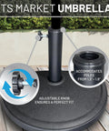 20 lb Half Round Patio Umbrella Base With Adjustable Post Fit Up To 1.9 Inches, Weather Resistant And Textured Surface