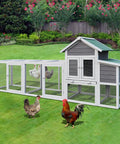 Spacious Wooden Chicken Coop And Rabbit Hutch For Outdoors With Nesting Box, Waterproof Roof, Sliding Door, Removable Tray