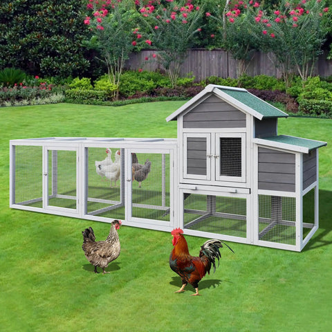 Spacious Wooden Chicken Coop And Rabbit Hutch For Outdoors With Nesting Box, Waterproof Roof, Sliding Door, Removable Tray
