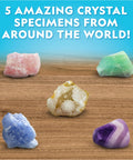 Fast Growing Crystal Kit For Kids With Eight Colors Blue Pink Red Purple Green Orange Yellow And Glow In The Dark Totally Fun STEM Science Gift For Ages Eight To Twelve Kid Friendly Crystal Craft That Grows In Three To Four Days, five gemstones
