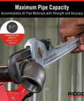 Ultra Lightweight Aluminum 18 Inch Pipe Wrench With I Beam Handle For Quick Adjustments Forged Hook Jaw in use on pipes