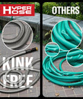 100 Ft Metal Garden Hose Set With No Kink Design vs traditional hose comparison image.