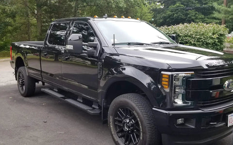 Six And Three Quarter Inch Short Truck Antenna For Ford F 250 2017 To 2026 With Stainless Steel Threading, black truck view