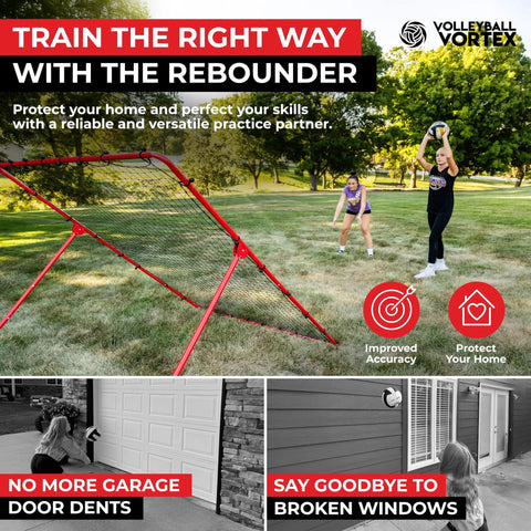 Adjustable 7x5 Volleyball Practice Rebounder Net for Quick Returns Portable Training Gear for Bumping, Spiking, Serving