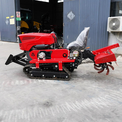 Red Small Farm Workhorse Mini Tracked Tractor With Rubber Tracks For Easy Operation, Fuel Efficient Diesel Crawler