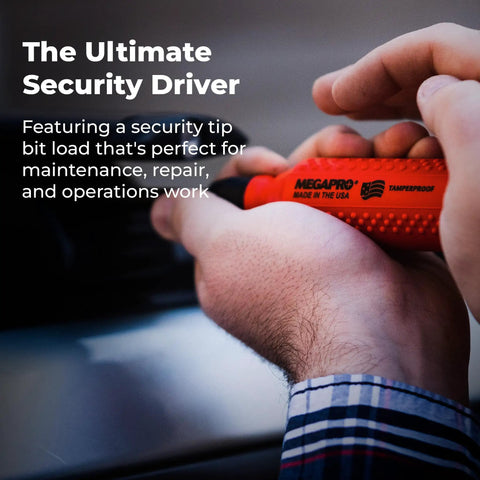 Person holding Tamperproof 15 In 1 Multi Bit Screwdriver with Ultra Strong Trialx Handle, using for maintenance.
