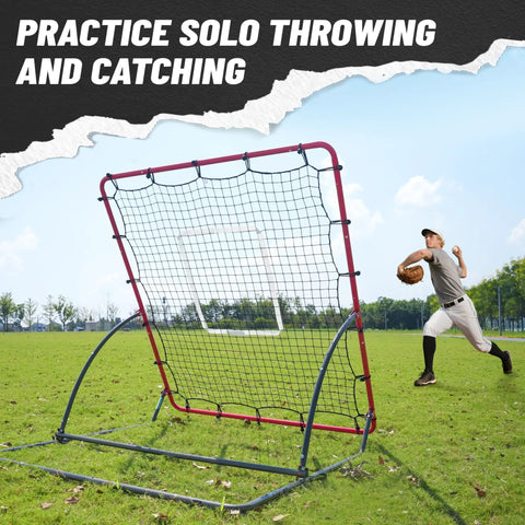 Heavy Duty Baseball Rebounder Net Four By Four Point Five Feet Pitchback With Three Adjustable Angles for training