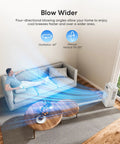 Man using Portable 3-In-1 Evaporative Air Cooler With Remote And Touch Control, blowing air across living room.