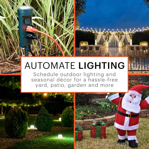 Rad 6 Outlet Outdoor Mechanical Stake Timer Featuring Kickass Heavy Duty Construction And Weather Resistant Covers For Your Yard Garden And Patio With 19 Inch Cord And Easy Set Thirty Minute Dial To Automate Lighting And Seasonal Decor Like A Boss.